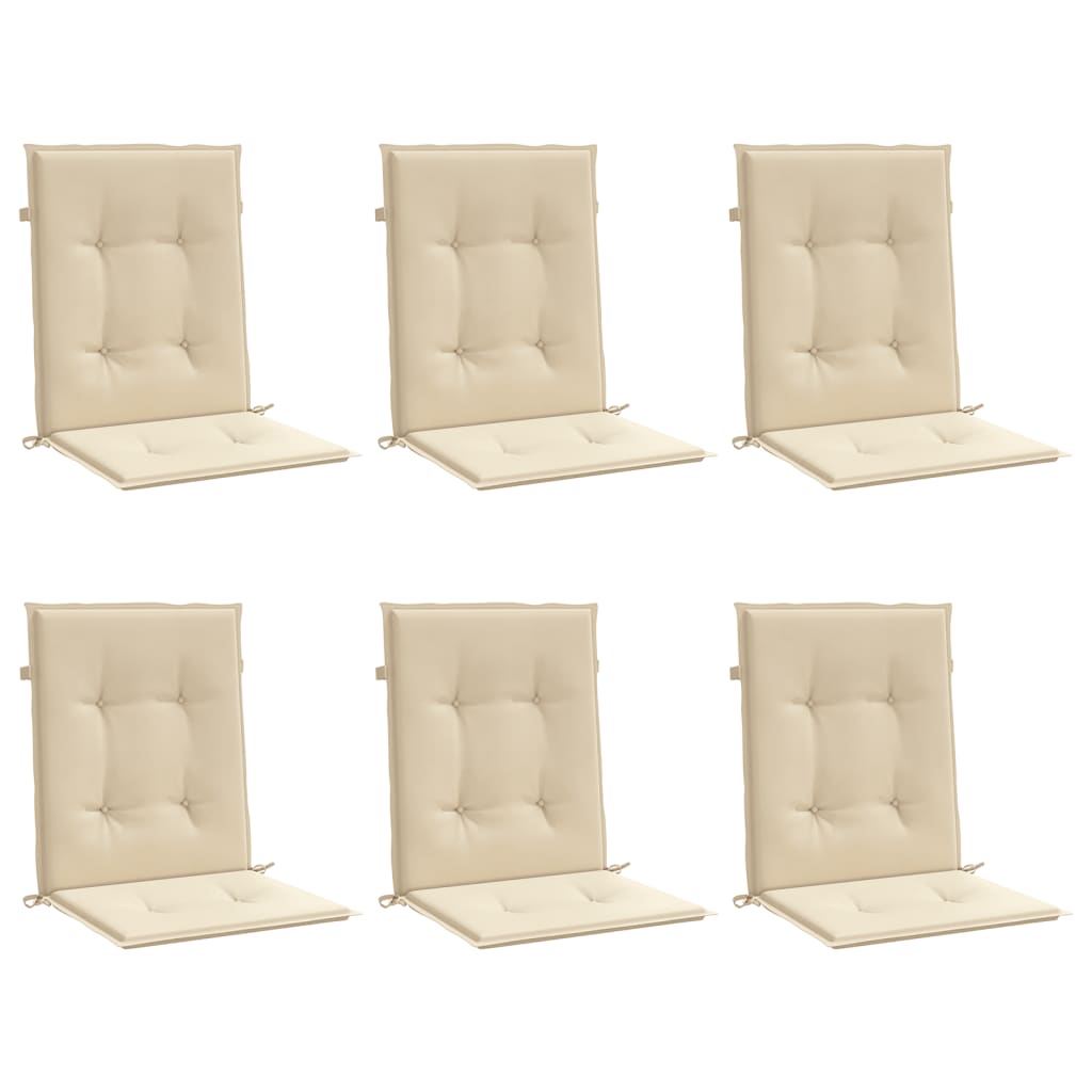 Gartenstuhlauflagen für Niedriglehner 6 Stk. Beige 100x50x3 cm