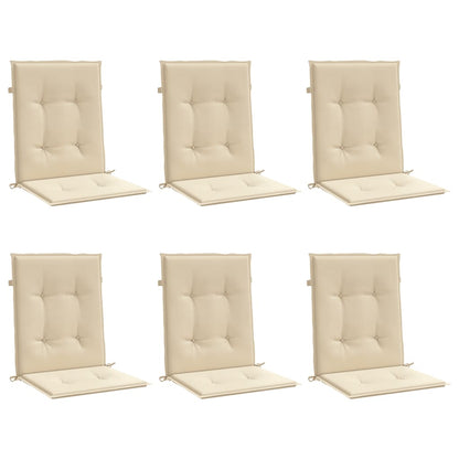 Gartenstuhlauflagen für Niedriglehner 6 Stk. Beige 100x50x3 cm