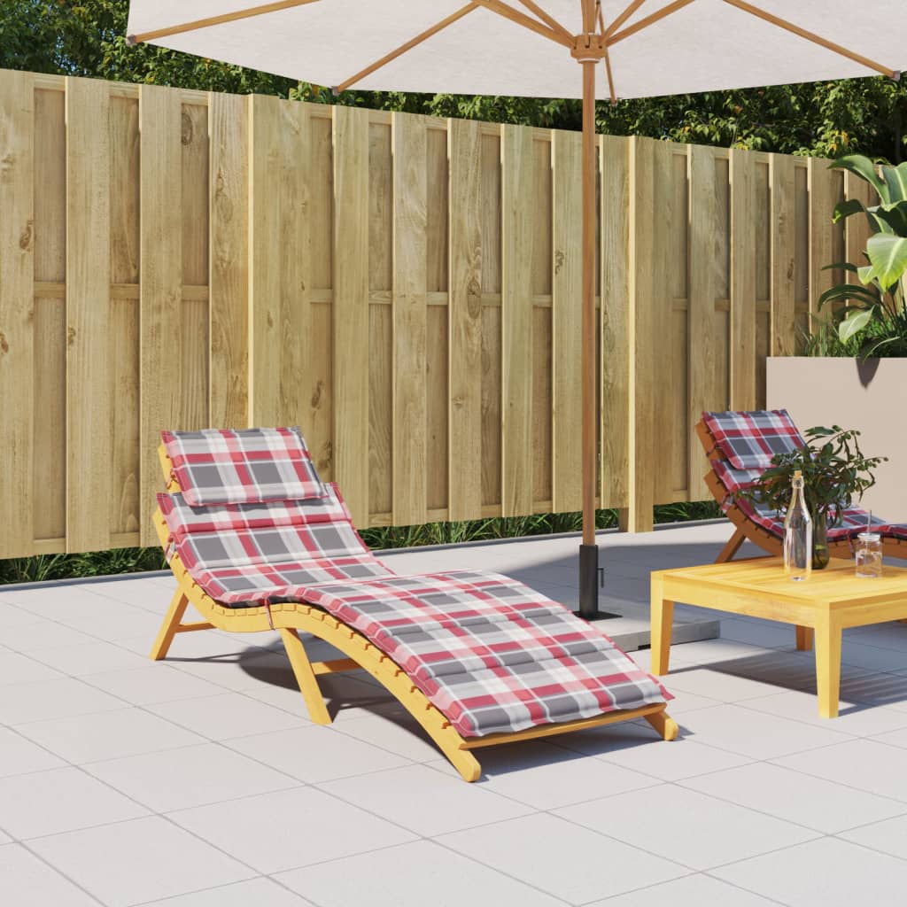 Sonnenliegen-Auflage Rot Karomuster 186x58x4 cm Oxford-Gewebe