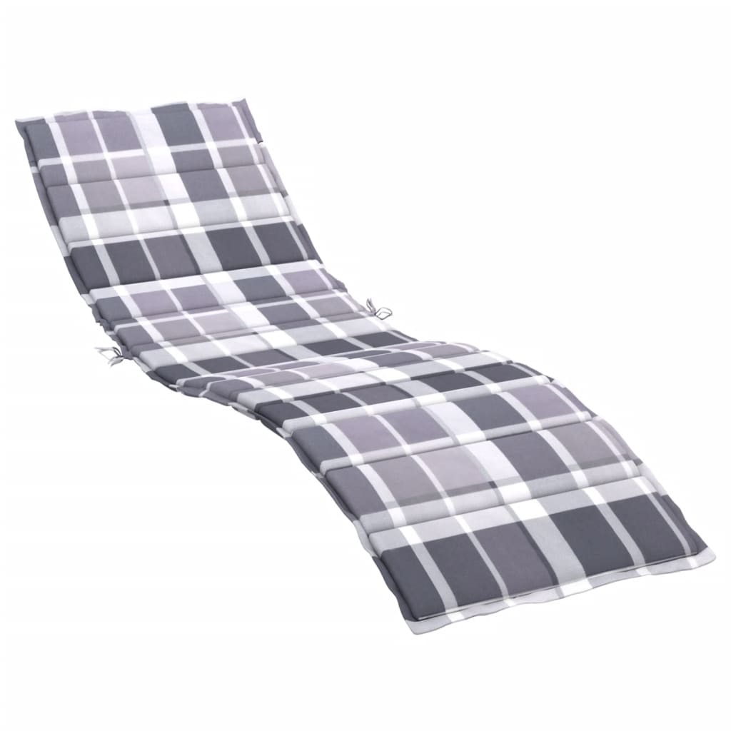 Sonnenliegen-Auflage Grau Karomuster 200x60x3 cm Oxford-Gewebe