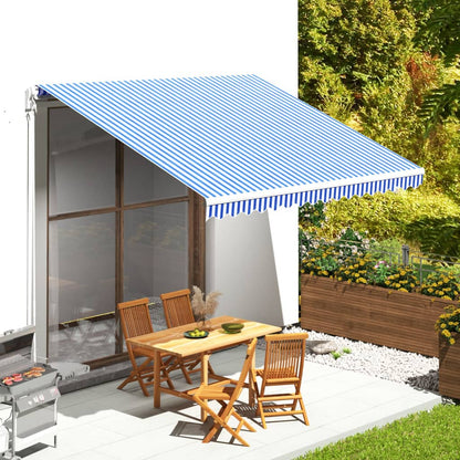 Markisenbespannung Blau und Weiß 4x3,5 m