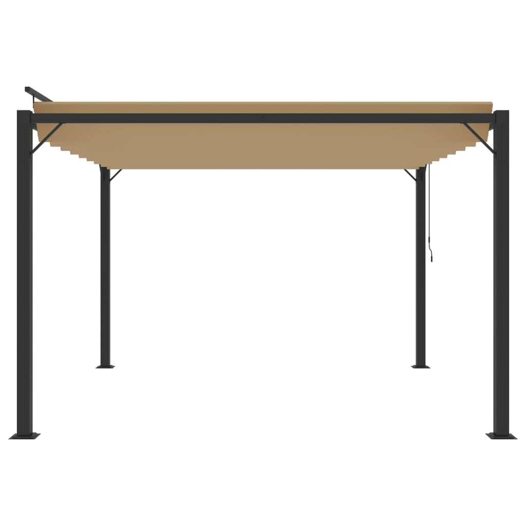 Pergola mit Lamellendach 3x3 m Taupe Stoff und Aluminium