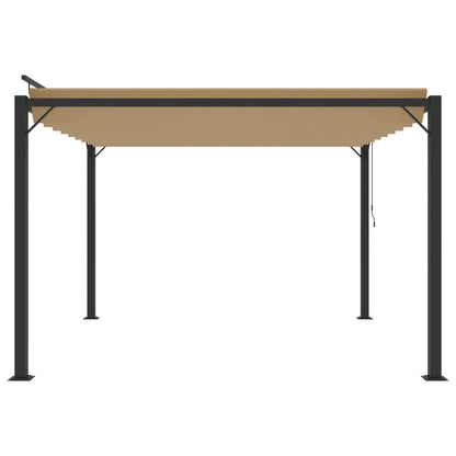 Pergola mit Lamellendach 3x3 m Taupe Stoff und Aluminium