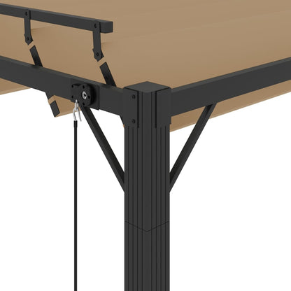 Pergola mit Lamellendach 3x3 m Taupe Stoff und Aluminium