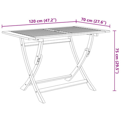 Klappbarer Gartentisch 120x70x75 cm Massivholz Akazie