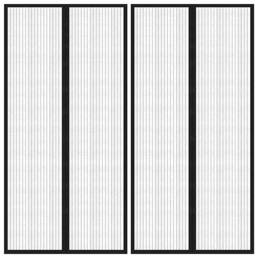 Fliegengitter-Türvorhänge 2 Stk. Magnet Schwarz 220x100 cm