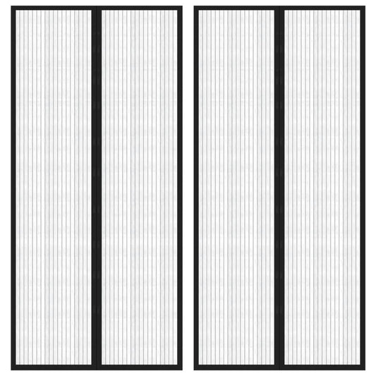 Fliegengitter-Türvorhänge 2 Stk. Magnet Schwarz 220x110 cm
