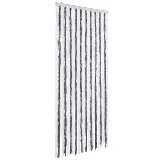 Insektenschutz-Vorhang Grau und Weiß 90x200 cm Chenille