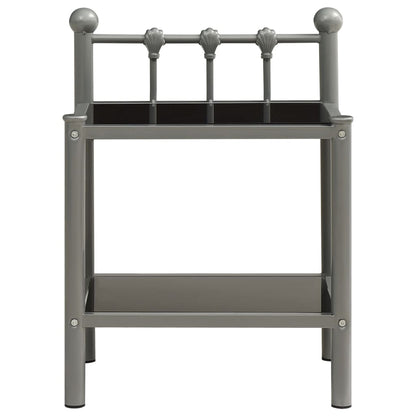Nachttisch Grau und Schwarz 45x34,5x60,5 cm Metall und Glas