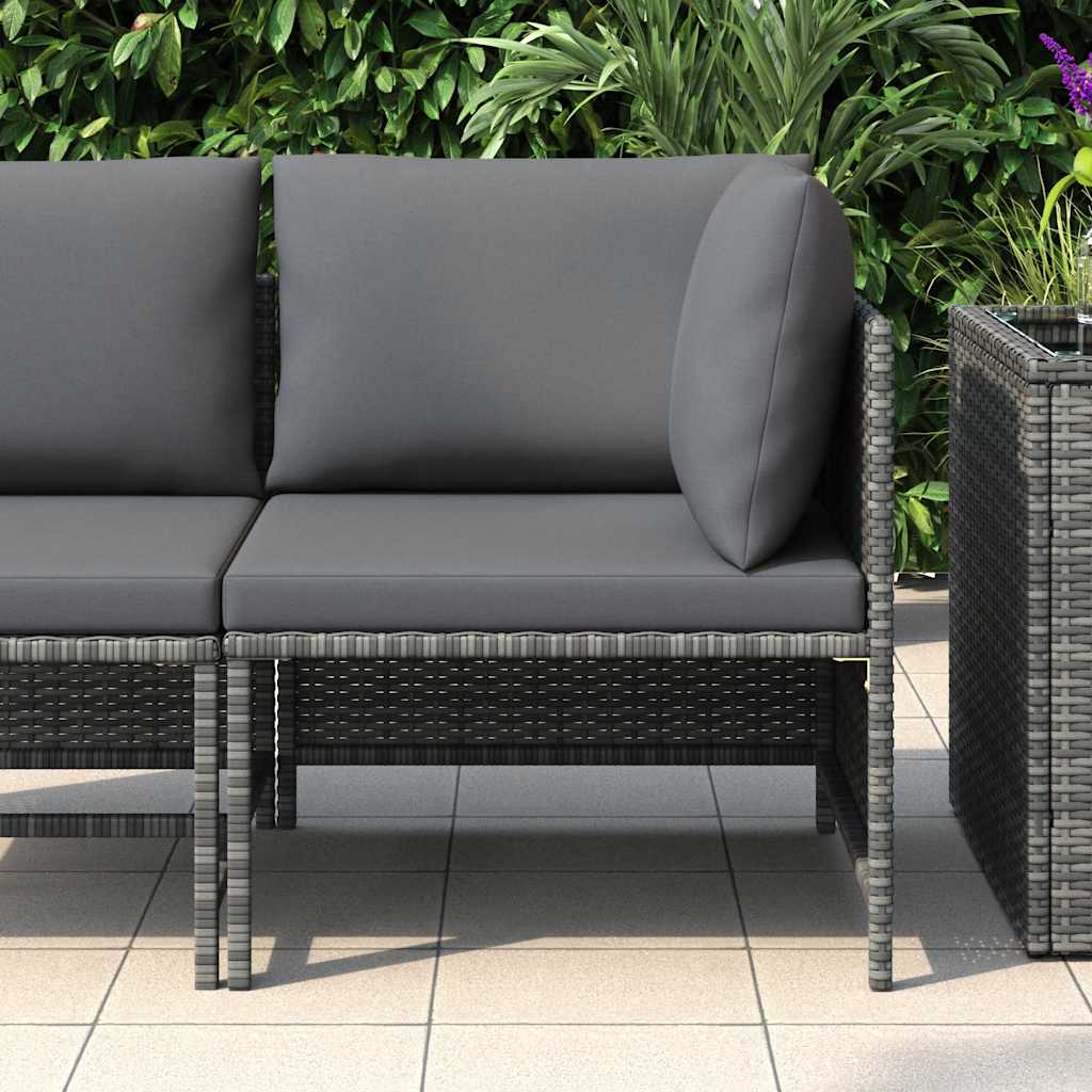 Modulares Ecksofa mit Kissen Grau Poly Rattan