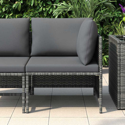 Modulares Ecksofa mit Kissen Grau Poly Rattan
