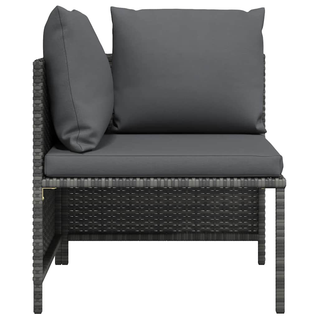 Modulares Ecksofa mit Kissen Grau Poly Rattan