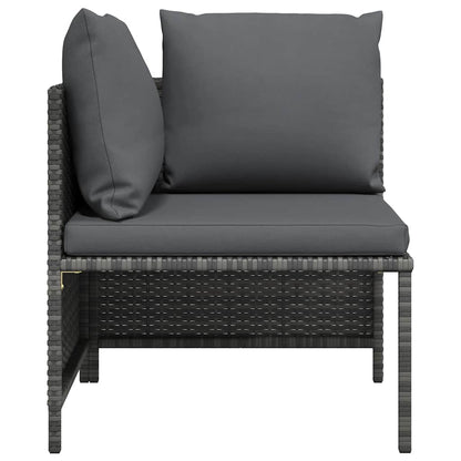 Modulares Ecksofa mit Kissen Grau Poly Rattan