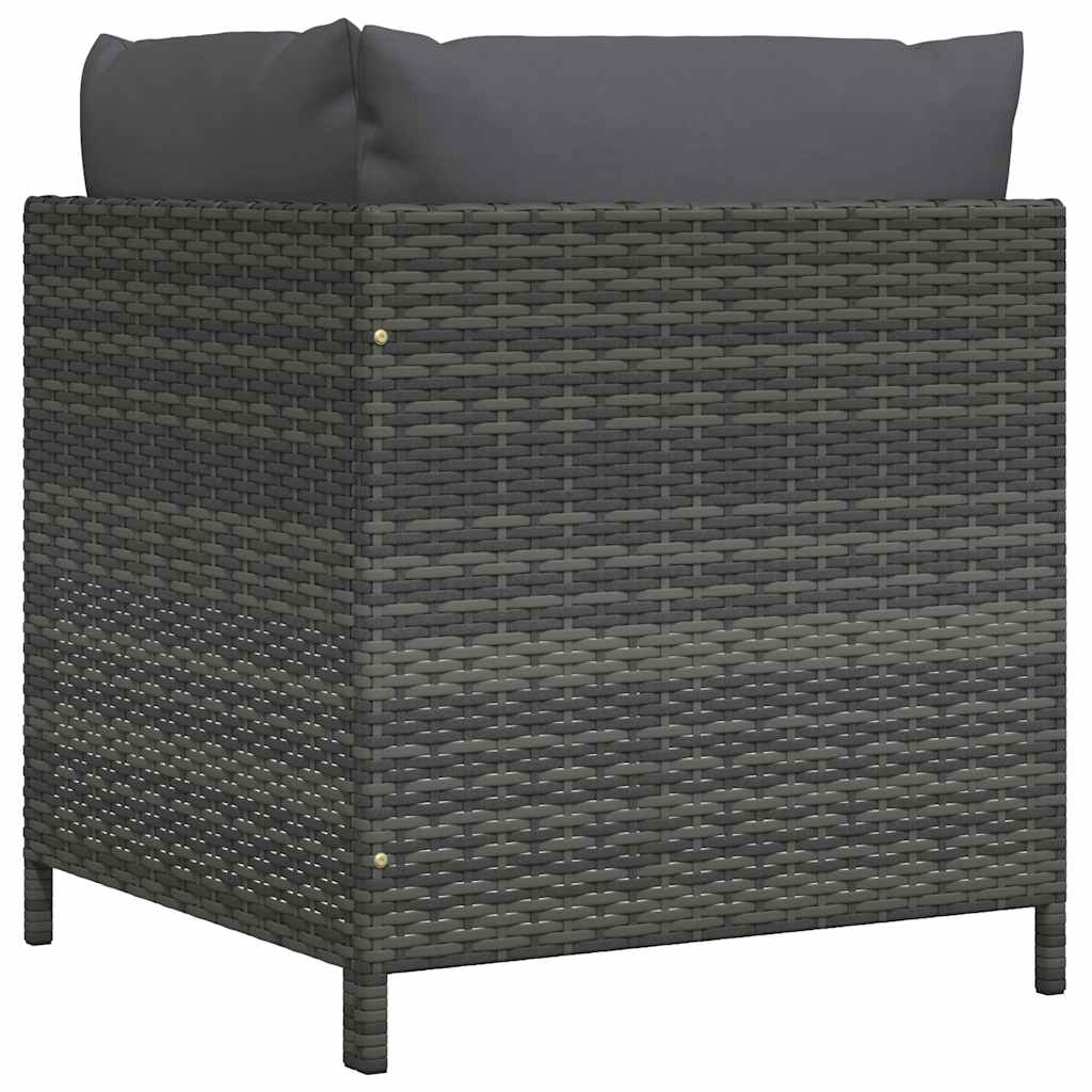 Modulares Ecksofa mit Kissen Grau Poly Rattan