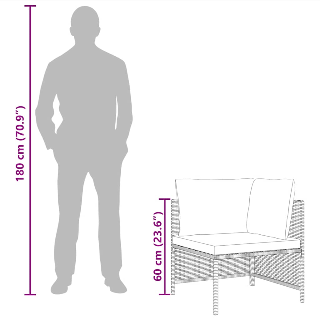 Modulares Ecksofa mit Kissen Grau Poly Rattan