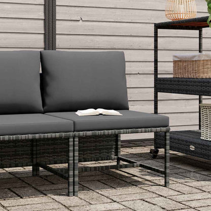 Modulares Mittelsofa mit Kissen Grau Poly Rattan
