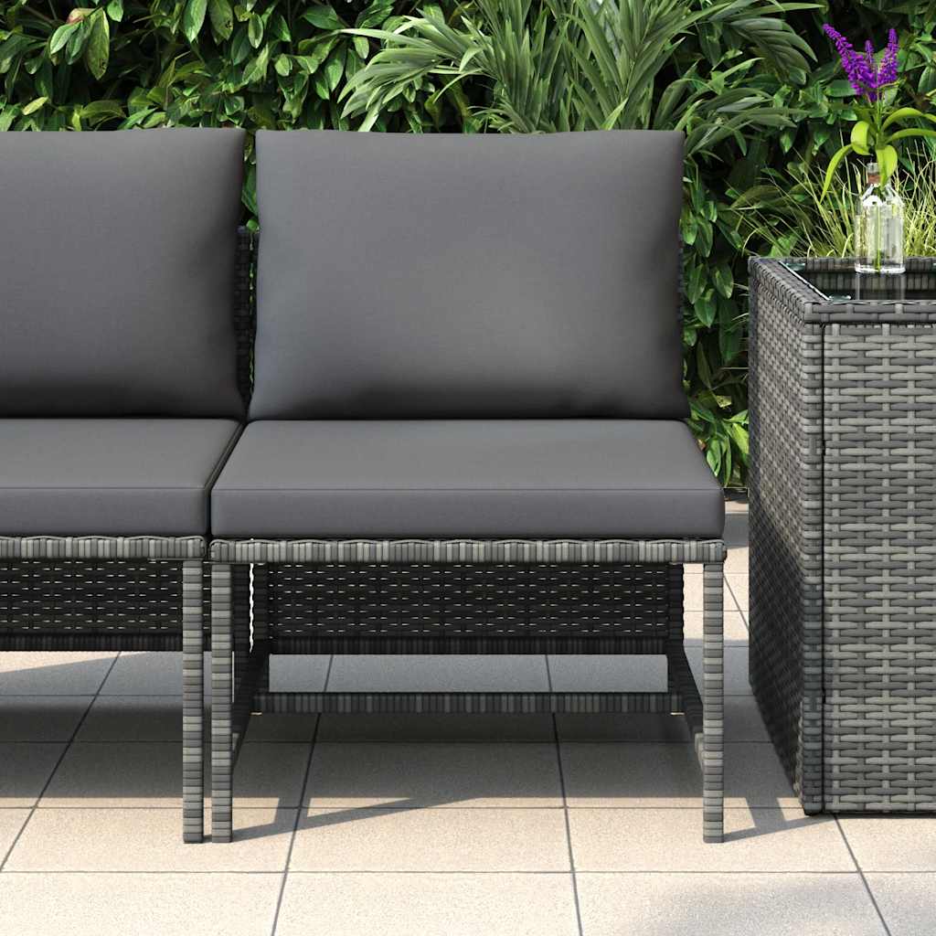 Modulares Mittelsofa mit Kissen Grau Poly Rattan