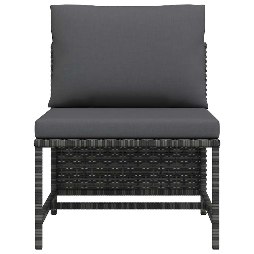 Modulares Mittelsofa mit Kissen Grau Poly Rattan