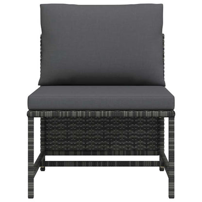 Modulares Mittelsofa mit Kissen Grau Poly Rattan
