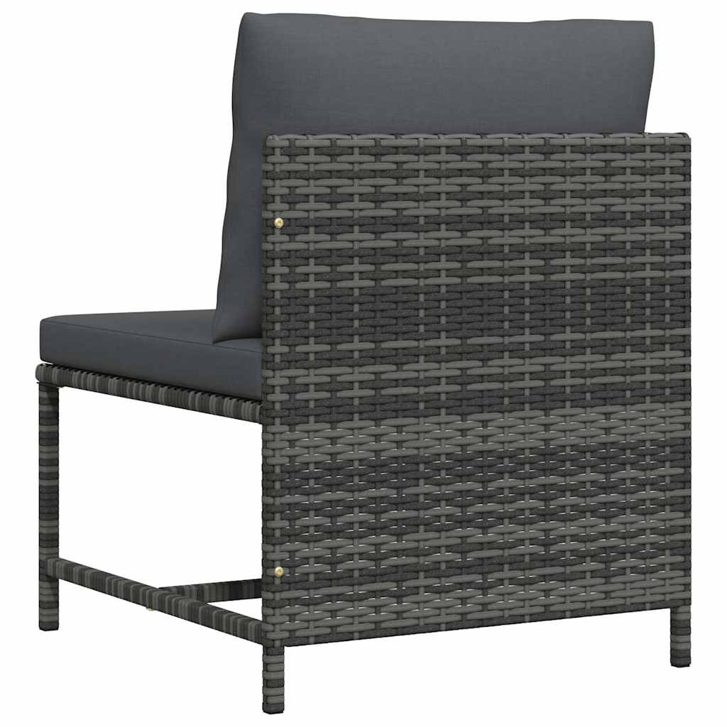 Modulares Mittelsofa mit Kissen Grau Poly Rattan