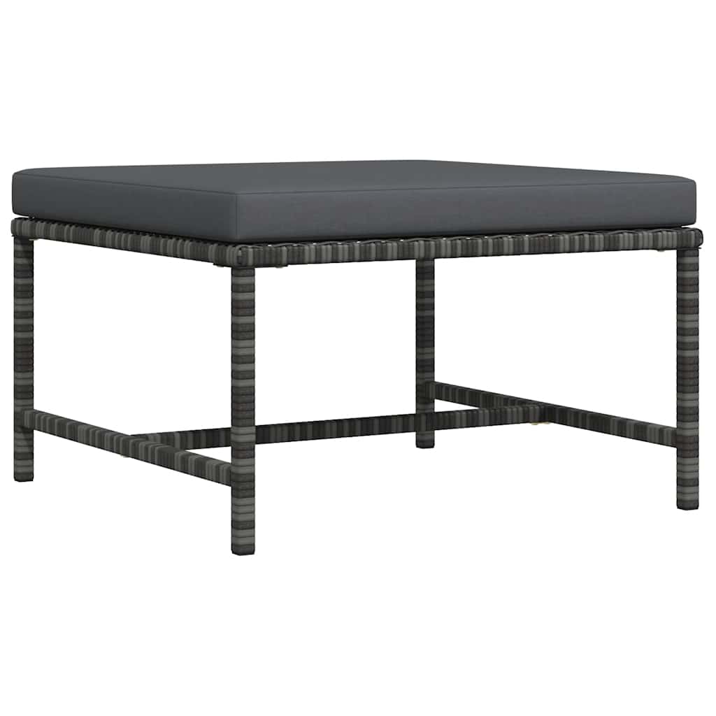 Modular-Fußhocker mit Kissen Grau Poly Rattan