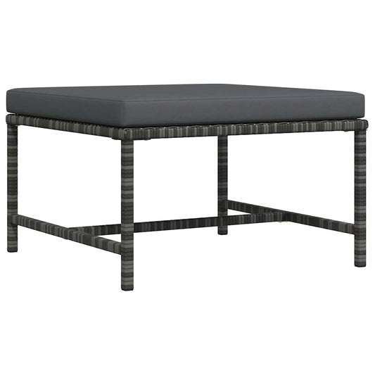 Modular-Fußhocker mit Kissen Grau Poly Rattan