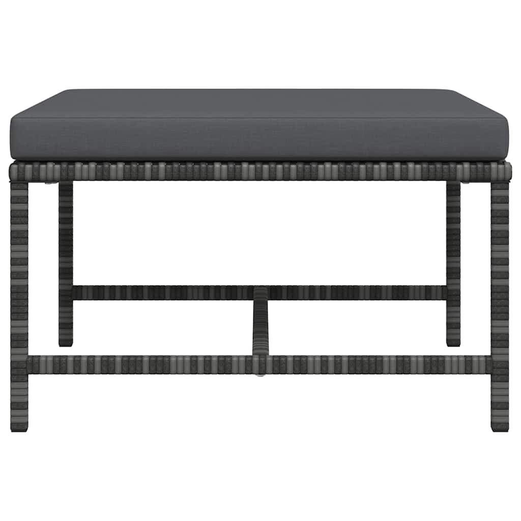 Modular-Fußhocker mit Kissen Grau Poly Rattan