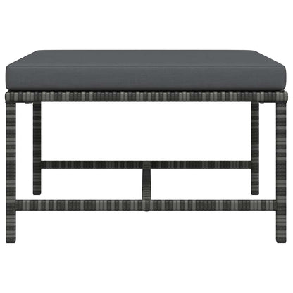 Modular-Fußhocker mit Kissen Grau Poly Rattan