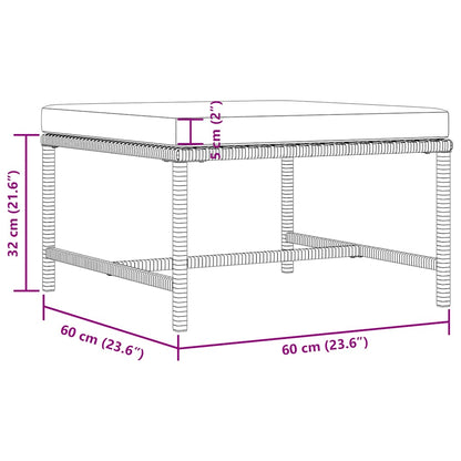 Modular-Fußhocker mit Kissen Grau Poly Rattan