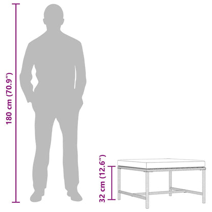 Modular-Fußhocker mit Kissen Grau Poly Rattan