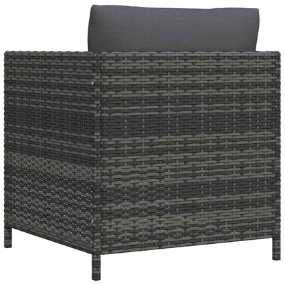 Gartensofa mit Kissen Grau Poly Rattan