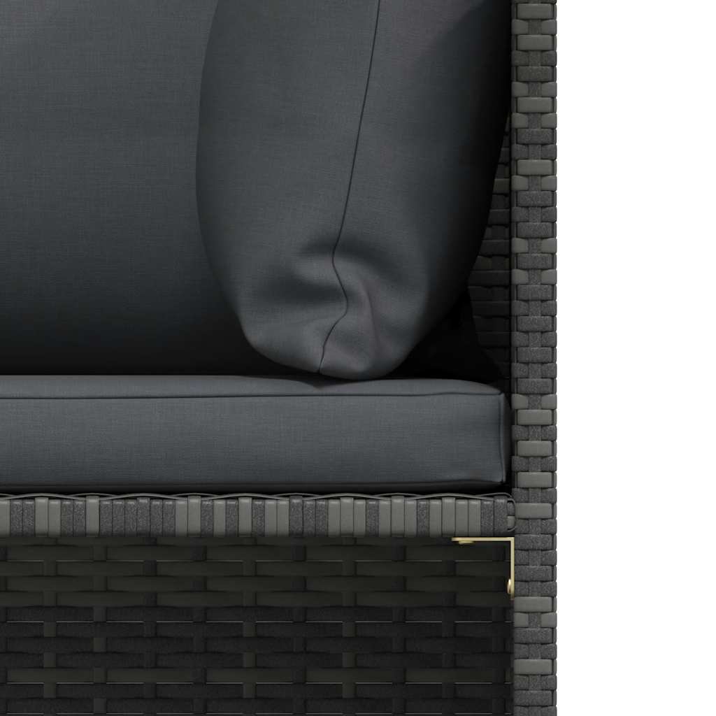 Gartensofa mit Kissen Grau Poly Rattan