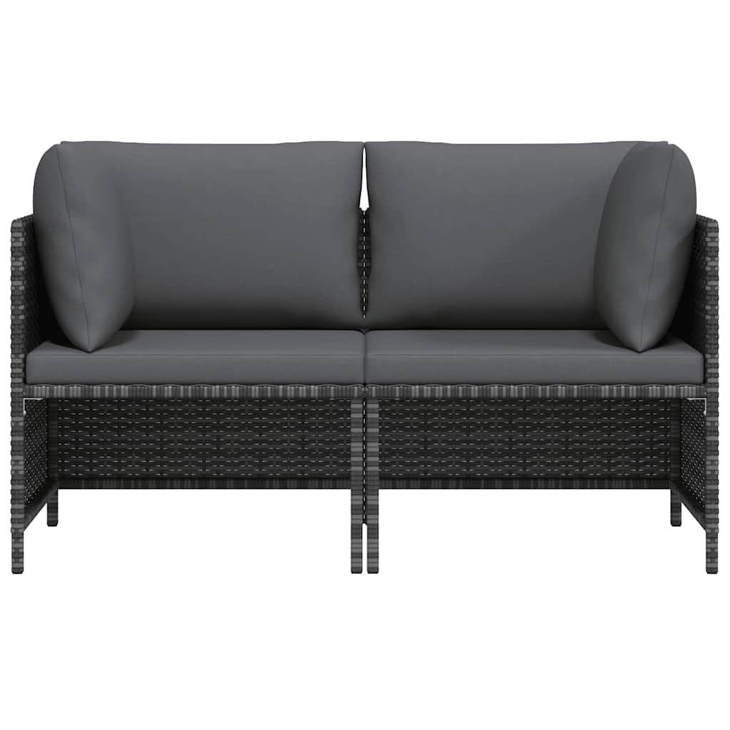 2-Sitzer-Gartensofa mit Polstern Grau Poly Rattan