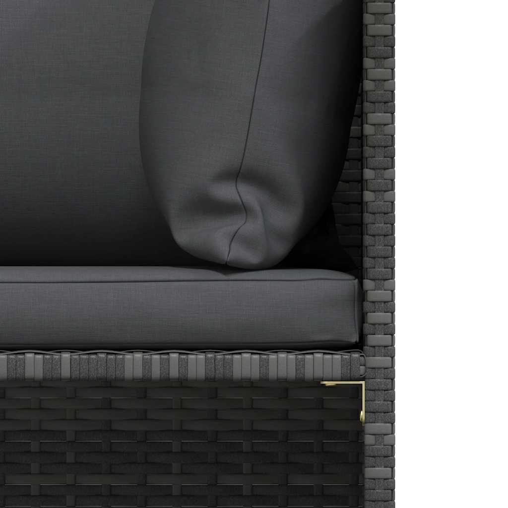 3-Sitzer-Gartensofa mit Kissen Grau Poly Rattan