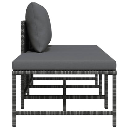 3-tlg. Garten-Sofagarnitur mit Kissen Grau Poly Rattan