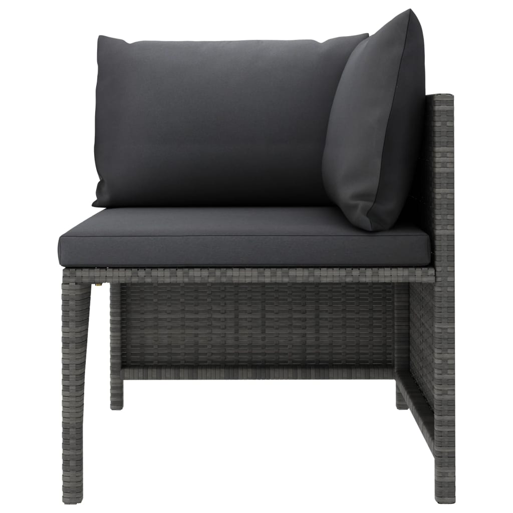 4-tlg. Garten-Lounge-Set mit Kissen Poly Rattan Grau