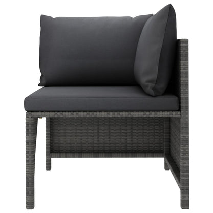 4-tlg. Garten-Lounge-Set mit Kissen Poly Rattan Grau