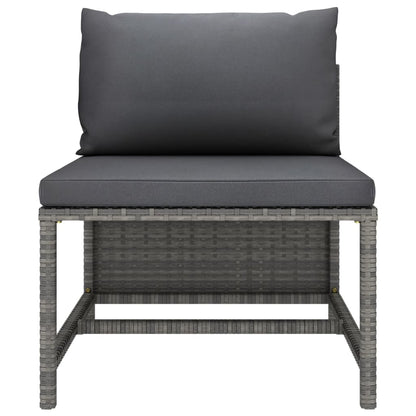 4-tlg. Garten-Lounge-Set mit Kissen Poly Rattan Grau