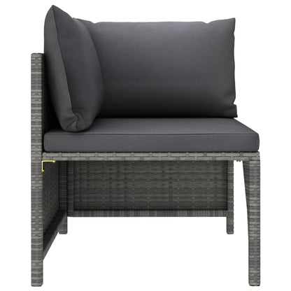 3-tlg. Garten-Lounge-Set mit Kissen Poly Rattan Grau