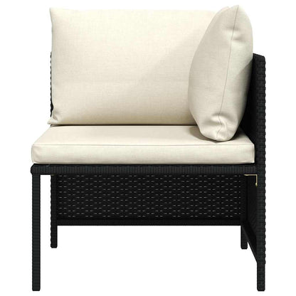 Modular-Ecksofa mit Kissen Schwarz Poly Rattan