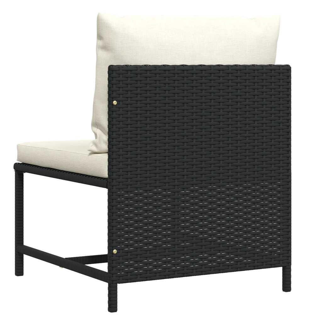 Modular-Mittelsofa mit Kissen Schwarz Poly Rattan