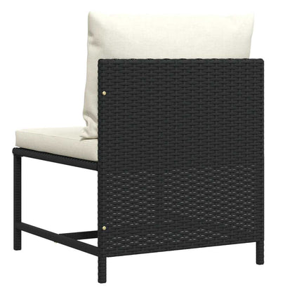 Modular-Mittelsofa mit Kissen Schwarz Poly Rattan