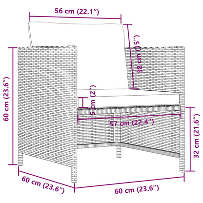 Gartensofa mit Kissen Schwarz Poly Rattan
