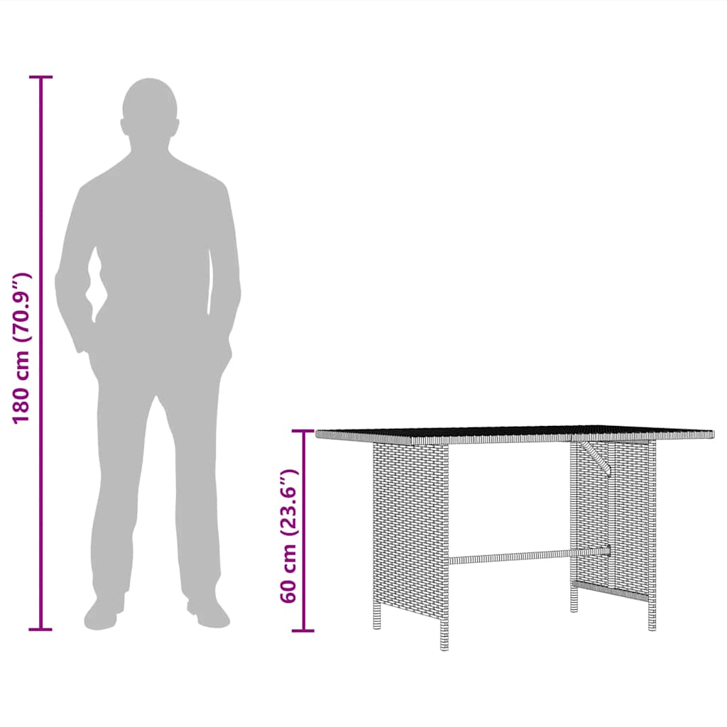 Garten-Esstisch Schwarz 110x70x65 cm Poly Rattan