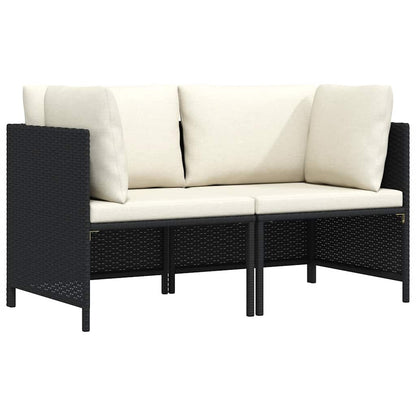 2-Sitzer-Gartensofa mit Kissen Schwarz Poly Rattan