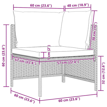3-Sitzer-Gartensofa mit Auflagen Schwarz Poly Rattan