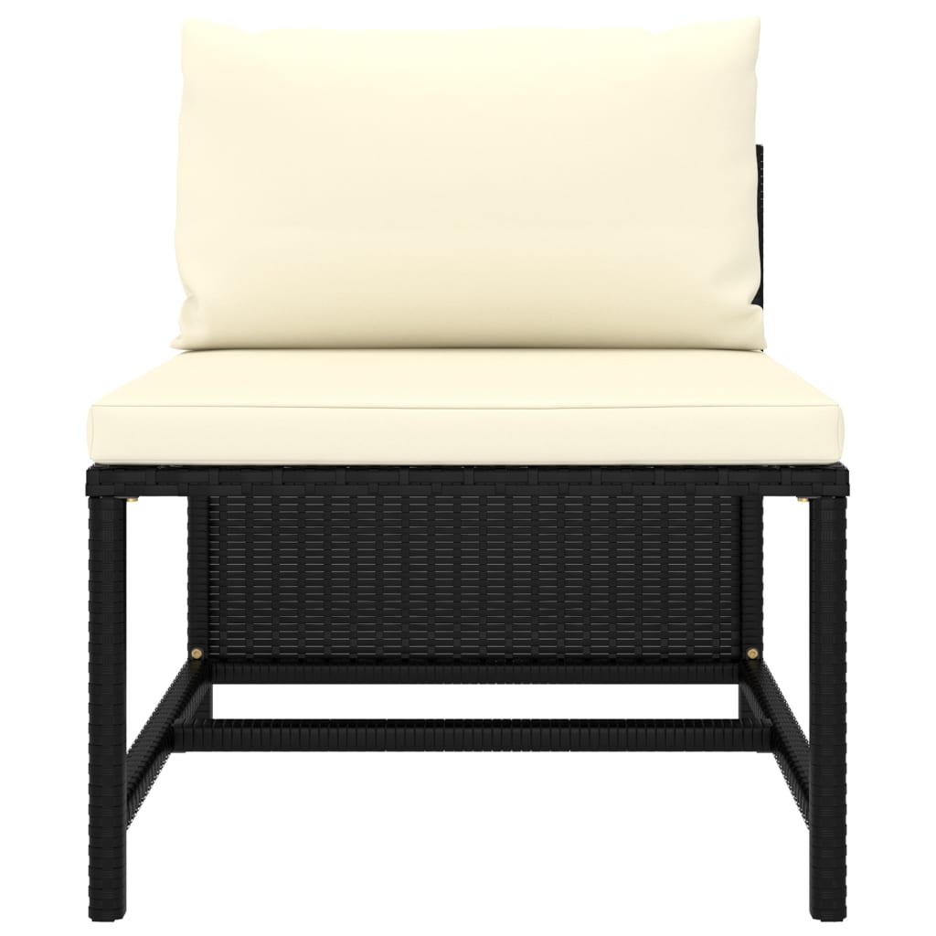 3-Sitzer-Gartensofa mit Auflagen Schwarz Poly Rattan