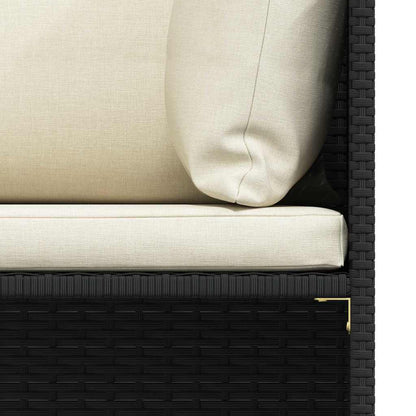 3-Sitzer-Gartensofa mit Auflagen Schwarz Poly Rattan