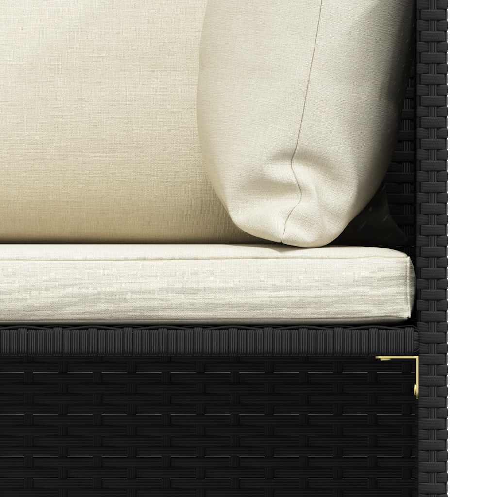 4-Sitzer-Gartensofa mit Auflagen Schwarz Poly Rattan