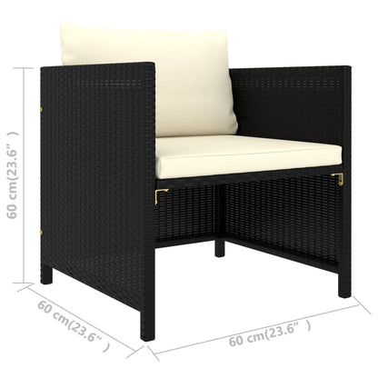 4-tlg. Garten-Sofagarnitur mit Auflagen Schwarz Poly Rattan